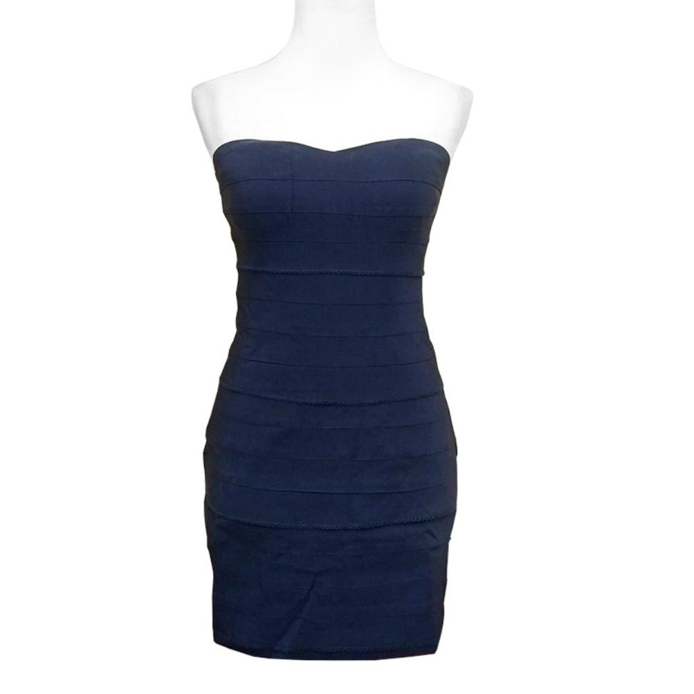 Modcloth Navy Blue Bodycon Strapless Mini Dress